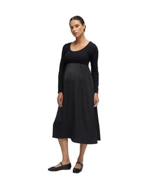 Ingrid & Isabel Mix Media Midi Maternity Dress - Black
