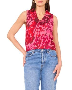 Vince Camuto Floral Print Cowl Neck Sleeveless Top - Red