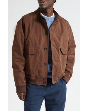 Palmes Water Repellent Nylon Rib Collar Jacket - Brown