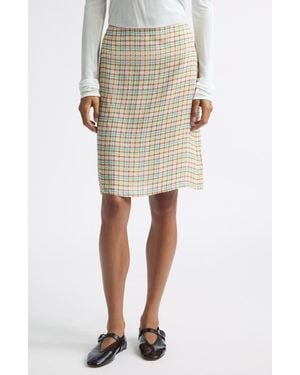 Siedres Colette Check Crepe Skirt - Natural