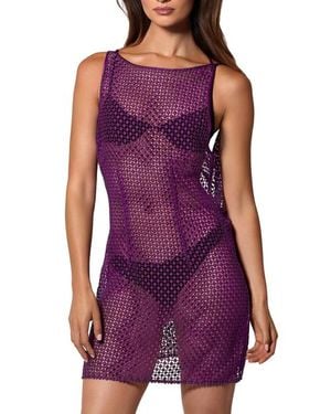Kiki de Montparnasse Pointillee Mini V-Back Dress - Purple