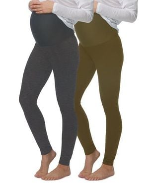 Felina Velvety Soft Maternity Leggings 2 Pack - Green