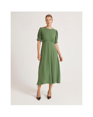 Finery London Mela Chiffon Midi Tea Dress - Green