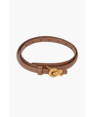 Modenaire Knot Buckle Polished Detail Leather Belt - Brown