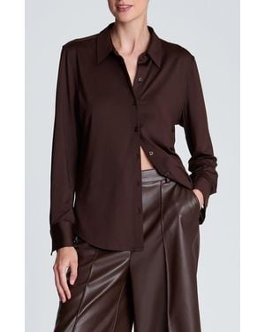 Kenneth Cole Long Sleeve Button Front Shirt - Brown