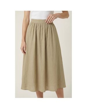 Modenaire Flowy Midi A Line Skirt - Natural