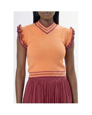 AREA STARS Trim Knit Top - Red
