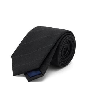Mango Stripe Wool Blend Tie - Black