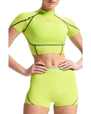 Under Armour Heatgear Elite Mock Neck Performance Crop Top - Green