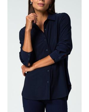 Franne Golde Katherine Stretch Button-Up Shirt - Blue