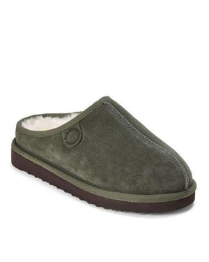 Dearfoams Fireside Greta Genuine Shearling Clog Slipper - Green