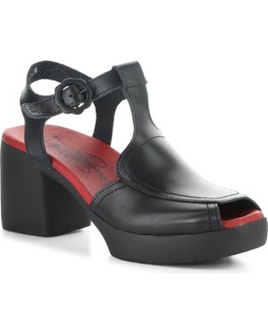 Fly London Flig Ankle Strap Platform Sandal - Black