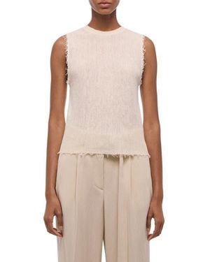 Helmut Lang Raw Edge Linen Blend Sweater Tank - Natural