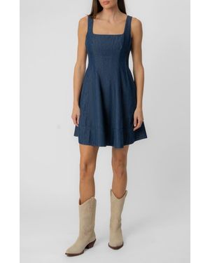 Kut From The Kloth Amelie Sleeveless Fit & Flare Denim Minidress - Blue
