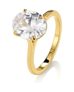 D.Louise Oval Cubic Zirconia Solitaire Ring - Metallic