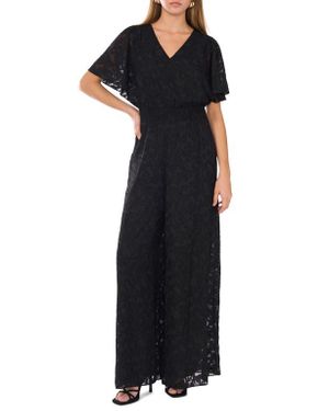 Vince Camuto Wide Leg Smocked Waist Jumpsuit - Black