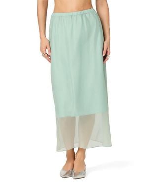 Astr Keyara Sheer Overlay Midi Skirt - Green