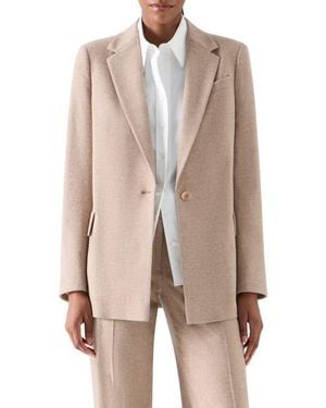 Akris Punto Wool Flannel Boyfriend Blazer - Natural