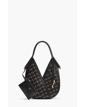 Donna Karan Baldwin Woven Grommet Shoulder Bag - Black