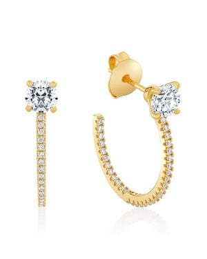 Crislu Brilliant-Cut Pavé Cubic Zirconia Huggie Hoop Earrings - Metallic