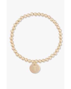 Cuffed By Nano Classic Initial Coin 14K Filled Bead Bracelet - White
