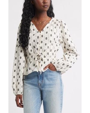 Treasure & Bond Tied Peplum Top - Blue