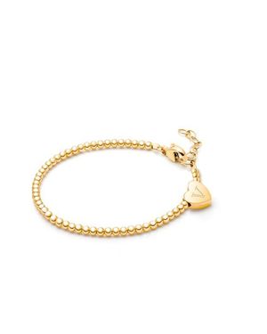 Tiny Blessings 14K Dainty Heart & Engraved Initial Bracelet - Metallic