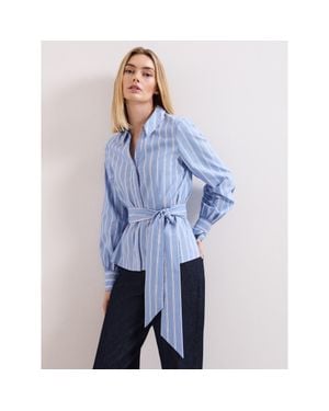 Phase Eight Collared Statement-Belt Shirt - Blue