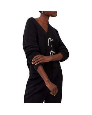 French Connection Babysoft Sparkle Bow Cardigan - Black