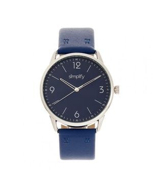 Simplify The 6300 Leather-Band Watch - Blue