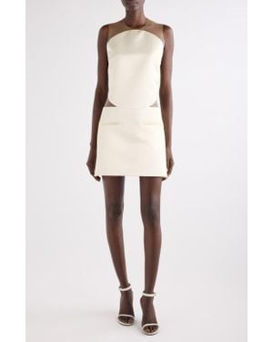 Courreges Illusion Inset Circle Satin Minidress - Natural