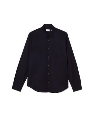 Lacoste Regular Fit Solid Poplin Button-Up Shirt - Blue