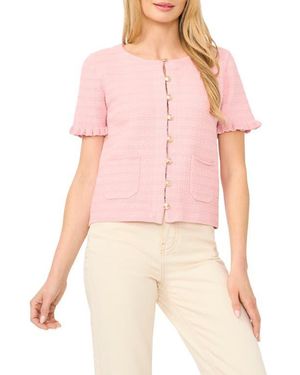 Cece Short Sleeve Cotton Blend Cardigan - Pink