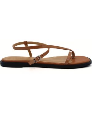Amie Rafa Maxy Asymmetric T-Strap Sandal - Brown