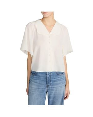 FRAME Gala Silk Short Sleeve Shirt - White