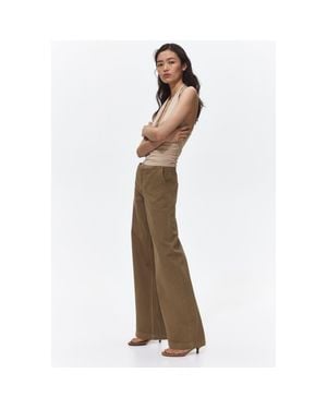 H&M Wide Twill Pants - Natural