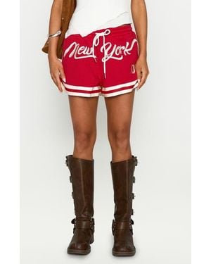 Princess Polly Ny Trackstar Mesh Drawstring Shorts - Red