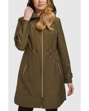 Cole Haan Travel Packable Hooded Rain Jacket - Green