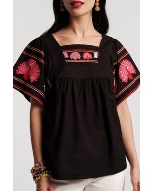 Frances Valentine Picnic Peacock Top - Black