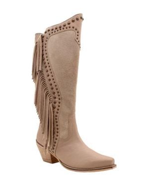 Volatile Palomino Fringe Knee High Western Boot - Brown
