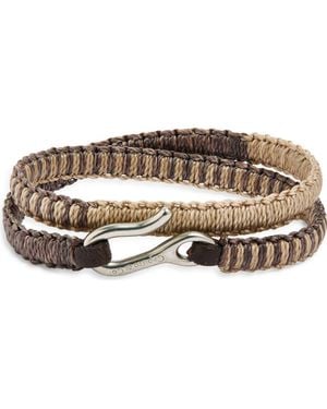 Caputo & Co. Hand Knotted Leather Double Wrap Bracelet - Metallic