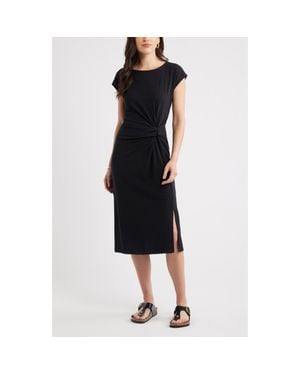 Caslon Twist Cotton Blend Knit Midi Dress - Black