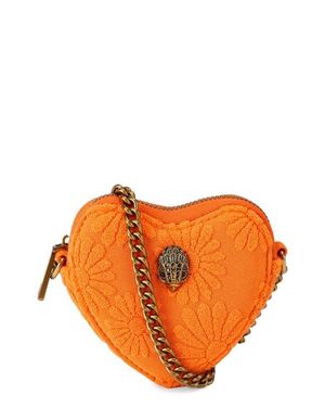 Kurt Geiger Micro Heart Leather Crossbody Bag - Orange