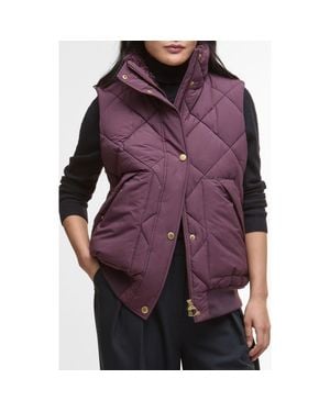 Barbour Becky Diamond Quilted Puffer Vest - Purple