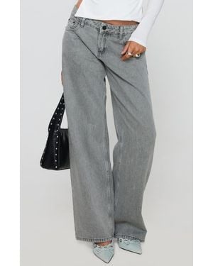Princess Polly Ellanor Slouchy Low Rise Wide Leg Jeans - Gray