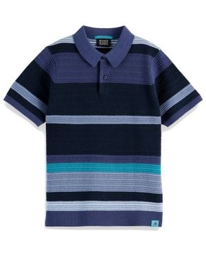Scotch & Soda Kids' Stripe Textured Polo - Blue