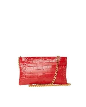 Sarah Stewart The Penelope Croc Lambskin Clutch - Red