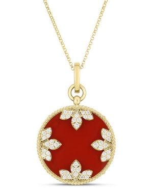Roberto Coin Venetian Diamond Medallion Necklace - Red