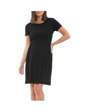 Ripe Maternity Rib Crop Top Nursing Dress - Black