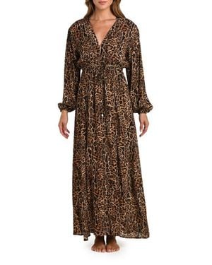 L'Agence Sara Maxi Cover-Up Dress - Brown